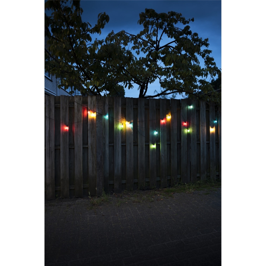 LED spoljna girlanda CONE FILAMENT 20xE10 19m višebojna/topla bela IP44, Proizvedeno u EU