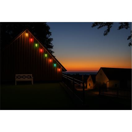 LED spoljna girlanda CONE FILAMENT 20xE10 19m višebojna/topla bela IP44, Proizvedeno u EU