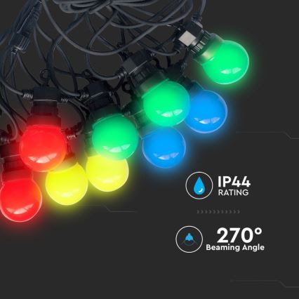 LED spoljašnja girlanda STRING RGB 10m 20xLED/0,5W/230V IP44