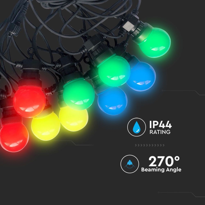 LED spoljašnja girlanda STRING RGB 10m 20xLED/0,5W/230V IP44
