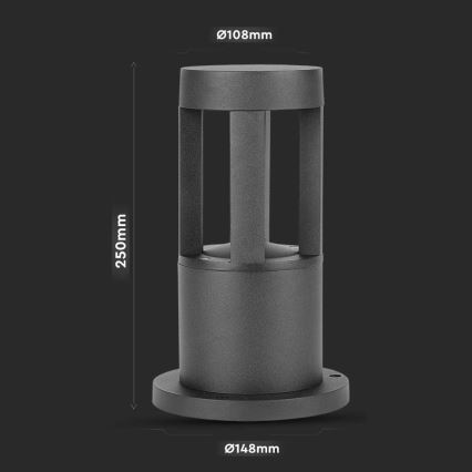 LED spoljašnja lampa LED/10W/230V 25cm 3000K IP65 crna