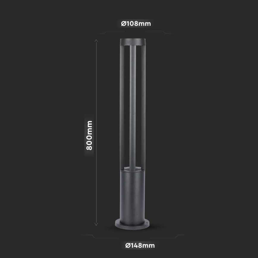 LED Spoljašnja lampa LED/10W/230V 80cm 6400K IP65 crna