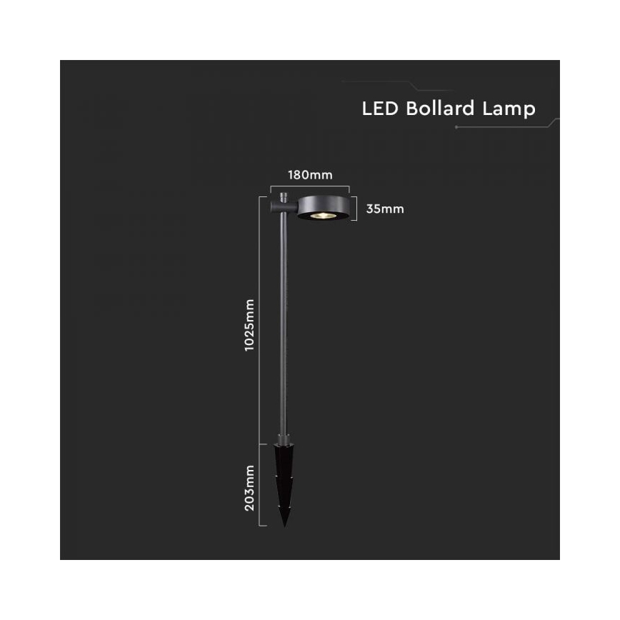 LED spoljašnja lampa LED/7W/230V 4000K IP65 crna 102 cm