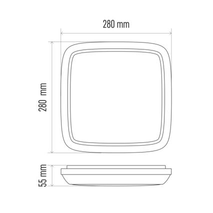 LED spoljašnja plafonska svetiljka DORI LED/24W/230V IP54 kvadratna