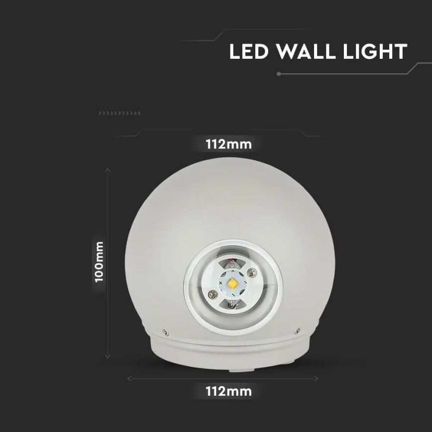 LED spoljašnja zidna svetiljka LED/6W/230V 3000K IP65 siva