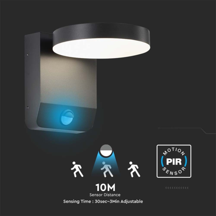 LED spoljašnja zidna fleksibilna svetiljka sa senzorom LED/17W/230V IP65 3000K crna