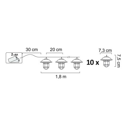 LED spoljašnje dekorativno osvetljenje LOFT 10xLED/2xAA