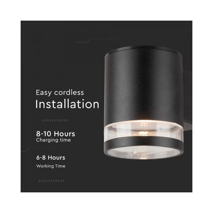 LED spoljašnje solarno zidno svetlo LED/1W/3,7V 3000K IP54 1200 mAh crna