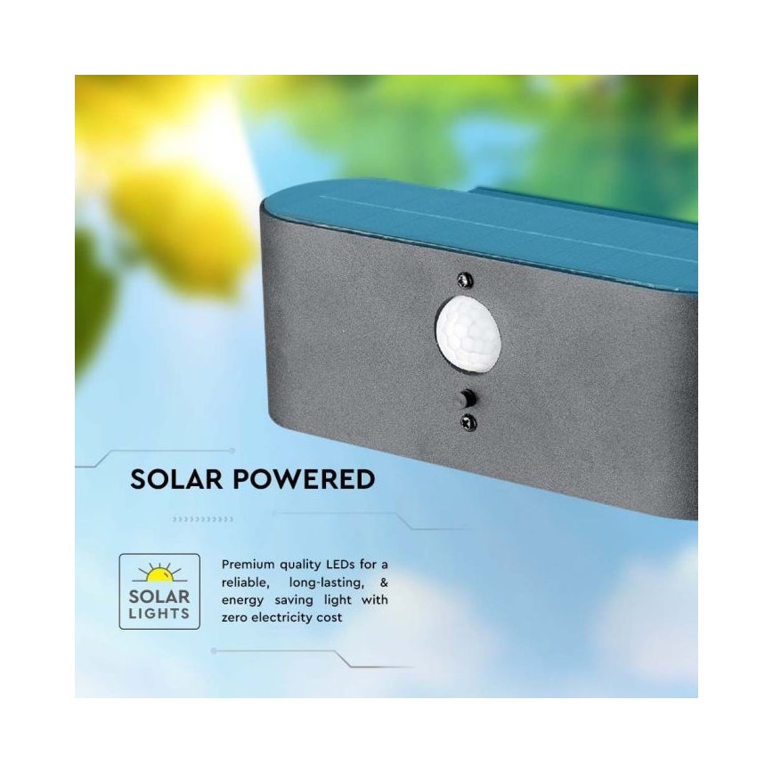 LED spoljašnje solarno zidno svetlo sa senzorom LED/2,5W/3,7V 3000K IP54 2000 mAh