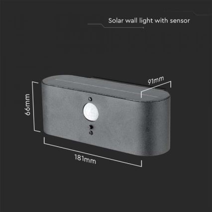 LED spoljašnje solarno zidno svetlo sa senzorom LED/2,5W/3,7V 3000K IP54 2000 mAh