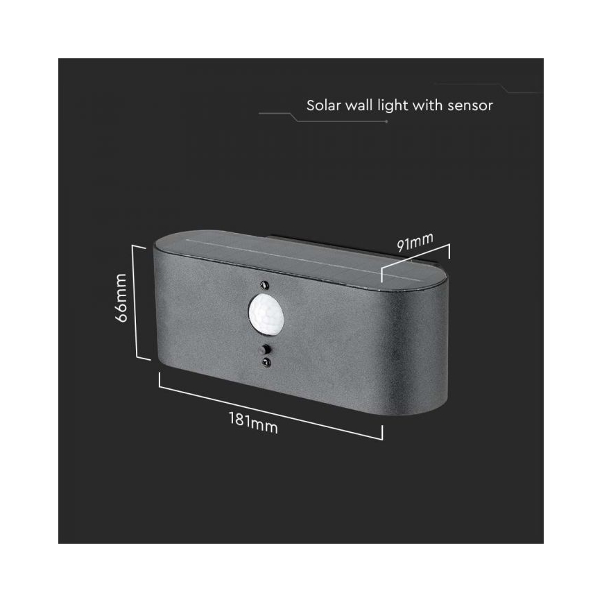 LED spoljašnje solarno zidno svetlo sa senzorom LED/2,5W/3,7V 3000K IP54 2000 mAh