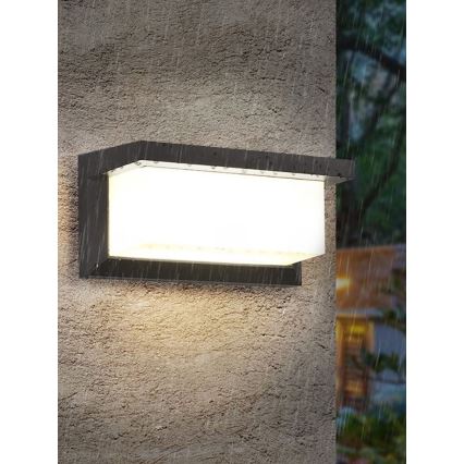 LED spoljašnje zidno svetlo NEELY sa sijalicom i senzorom sumraka, 1xE27/9W/230V, IP54, antracit