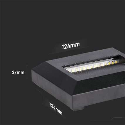 LED spoljašnje svetlo za stepenište LED/2W/230V IP65 4000K crno