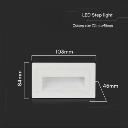 LED spoljašnje svetlo za stepenište LED/3W/230V 3000K IP65 belo