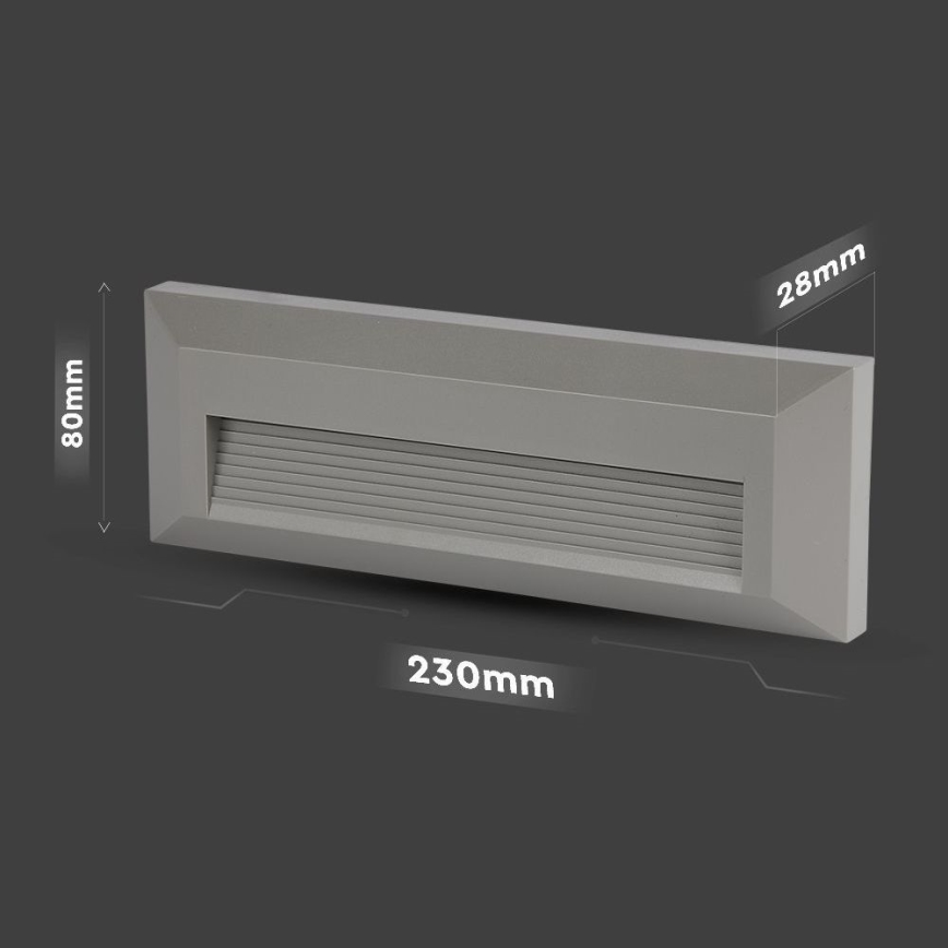 LED spoljašnje svetlo za stepenište LED/3W/230V IP65 3000K siva