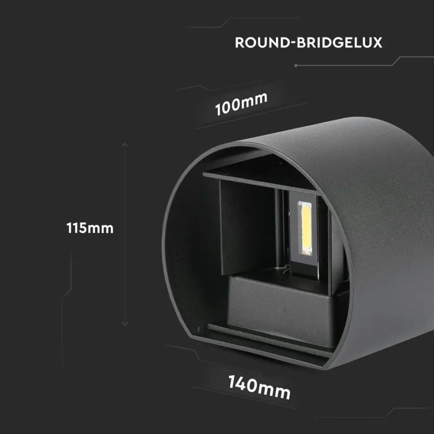 LED spoljašnje zidno svetlo, 6W, 230V, 3000K, IP65, crno