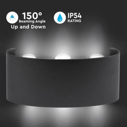 LED spoljašnje zidno svetlo 6xLED/6W/230V IP54 4000K crna
