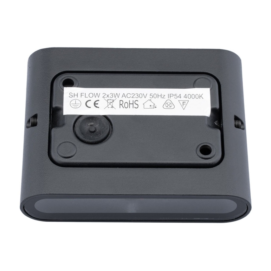 LED spoljašnje zidno svetlo FLOW 2xLED/3W/230V IP54 crna