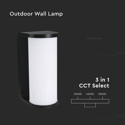 LED spoljašnje zidno svetlo LED/12W/230V 3000/4200/6500K IP65 crno
