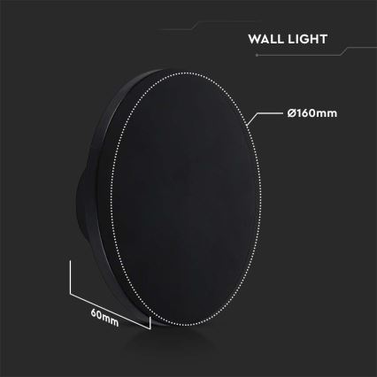 LED spoljašnje zidno svetlo LED/12W/230V 3000K IP65 crna