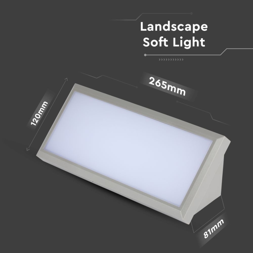 LED spoljašnje zidno svetlo LED/12W/230V 3000K IP65 sivo