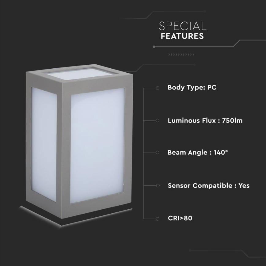 LED spoljašnje zidno svetlo LED/12W/230V 4000K IP65