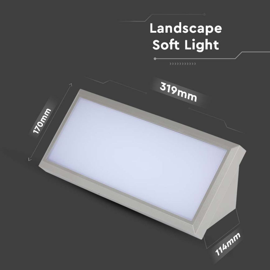 LED spoljašnje zidno svetlo LED/20W/230V 4000K IP65 sivo