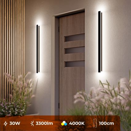 LED spoljašnje zidno svetlo LED/30W/230V 100 cm IP65 crno