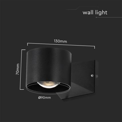 LED spoljašnje zidno svetlo LED/5W/230V 3000K IP65 crno
