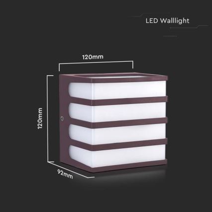LED spoljašnje zidno svetlo LED/8W/230V IP65 4000K braon