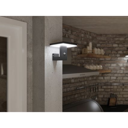 LED spoljašnje zidno svetlo sa senzorom BARI LED/10W/230V 4000K IP54 antracit