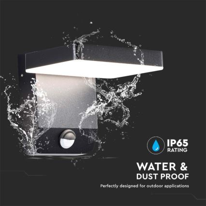 LED spoljašnja zidna fleksibilna svetiljka sa senzorom LED/17W/230V IP65 3000K crna