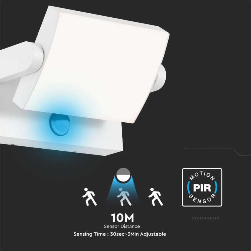 LED spoljašnje zidno svetlo sa senzorom LED/17W/230V 3000K IP65 belo