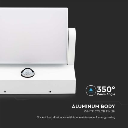 LED spoljašnje zidno svetlo sa senzorom LED/17W/230V 3000K IP65 belo