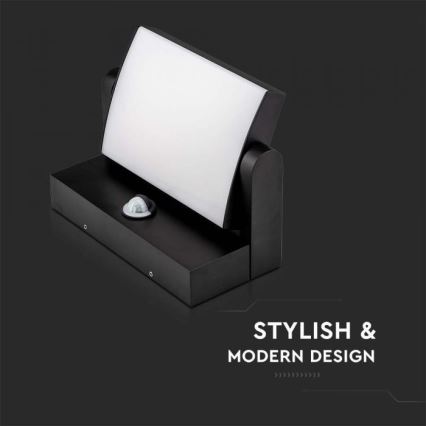 LED spoljašnje zidno svetlo sa senzorom LED/17W/230V 3000K IP65 crno