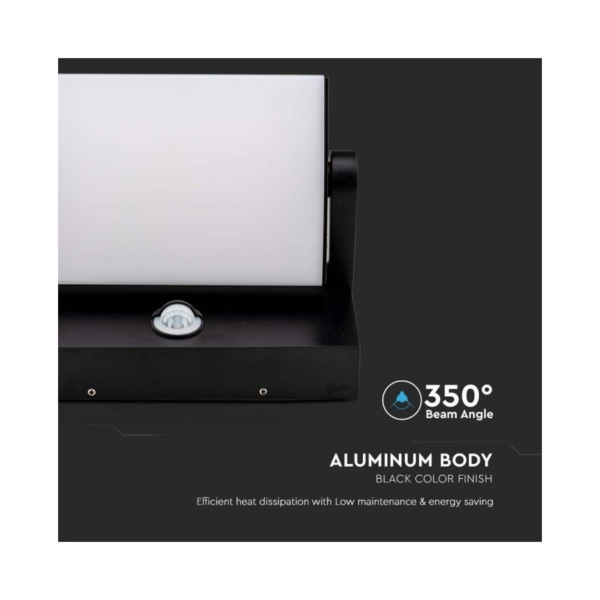 LED spoljašnje zidno svetlo sa senzorom LED/17W/230V 3000K IP65 crno