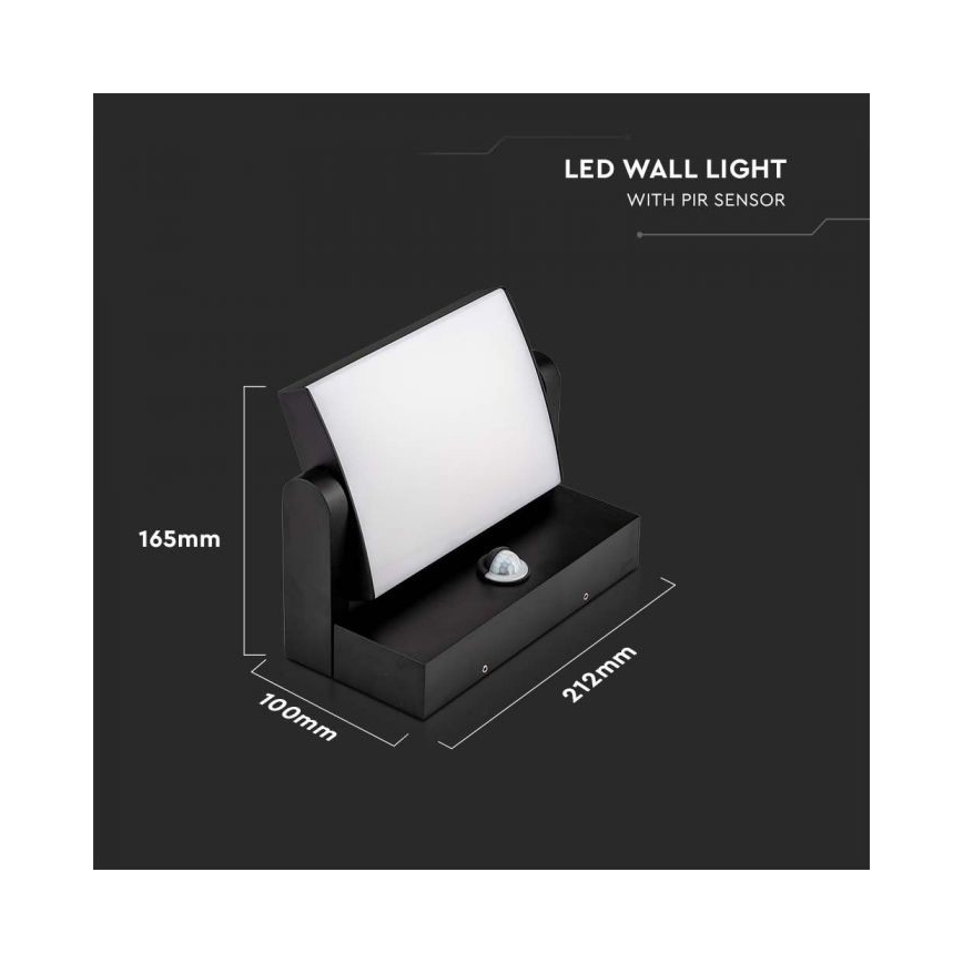 LED spoljašnje zidno svetlo sa senzorom LED/17W/230V 3000K IP65 crno