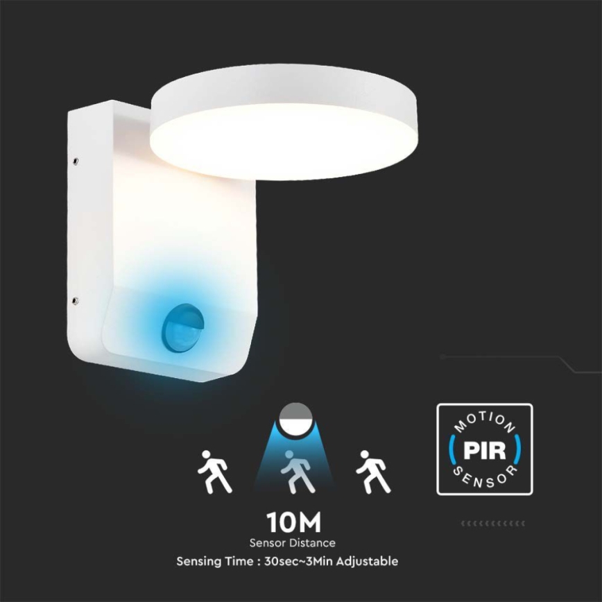 LED Spoljašnje zidno fleksibilno svetlo sa senzorom LED/17W/230V IP65 4000K belo