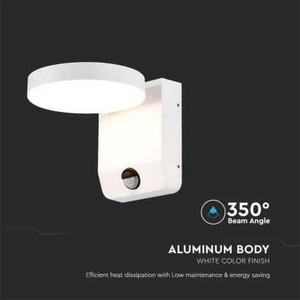 LED Spoljašnje zidno fleksibilno svetlo sa senzorom LED/17W/230V IP65 4000K belo