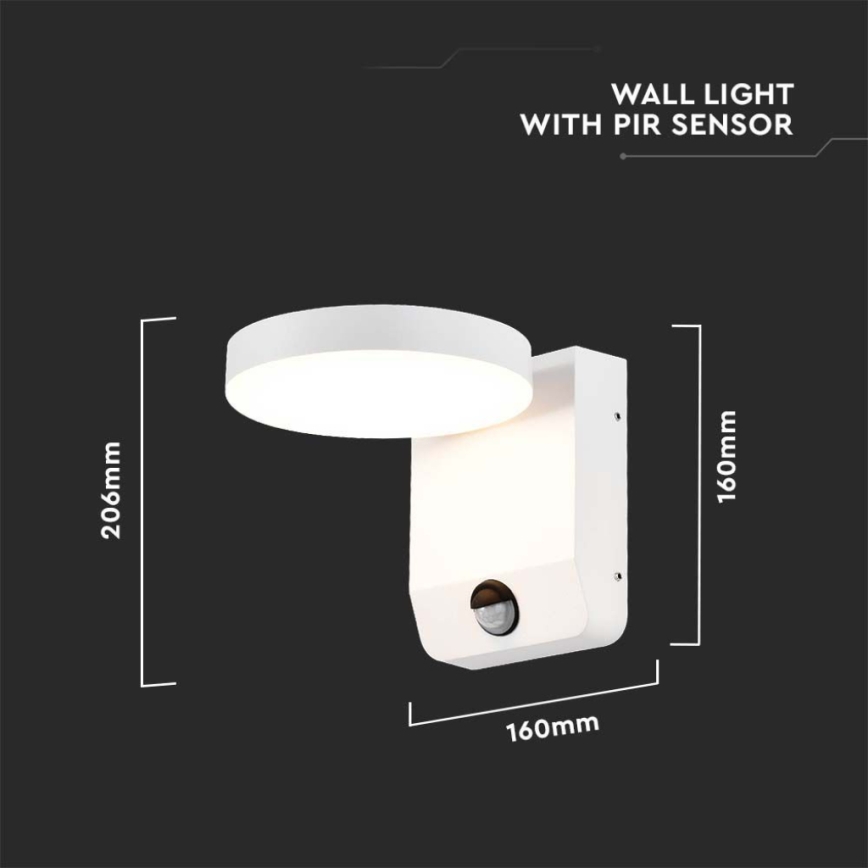 LED Spoljašnje zidno fleksibilno svetlo sa senzorom LED/17W/230V IP65 4000K belo