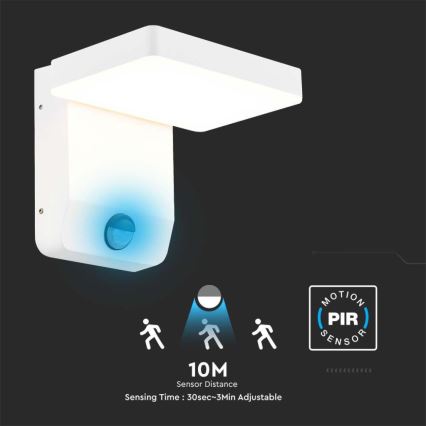 LED spoljašnja zidna savijajuća svetiljka sa senzorom LED/17W/230V IP65 4000K bela