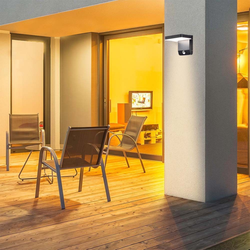 LED spoljašnja zidna fleksibilna svetiljka sa senzorom LED/17W/230V IP65 4000K crna