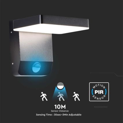 LED spoljašnja zidna fleksibilna svetiljka sa senzorom LED/17W/230V IP65 4000K crna
