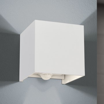 LED spoljašnje zidno svetlo sa senzorom pokreta i sumraka CUBE-S LED/13W/230V IP54 belo