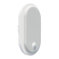 LED spoljašnje zidno svetlo sa senzorom pokreta i sumraka OVAL LED/10W/230V IP65 bela
