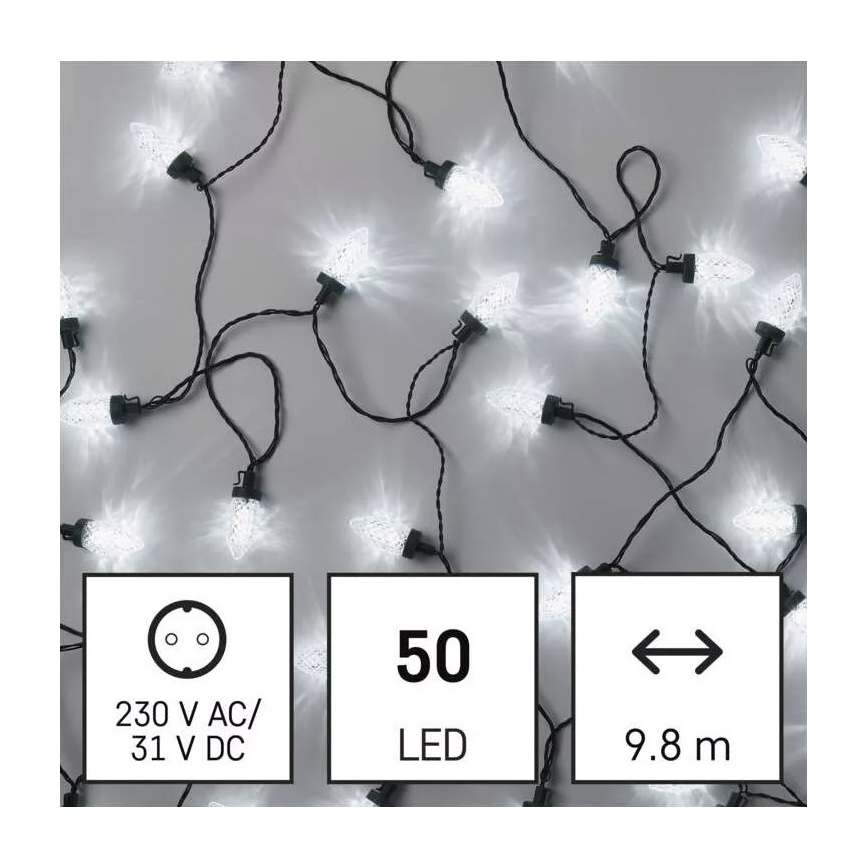 LED Spoljašnji božićni lanac 50xLED/8 funkcija 14,8 m IP44 hladno bela