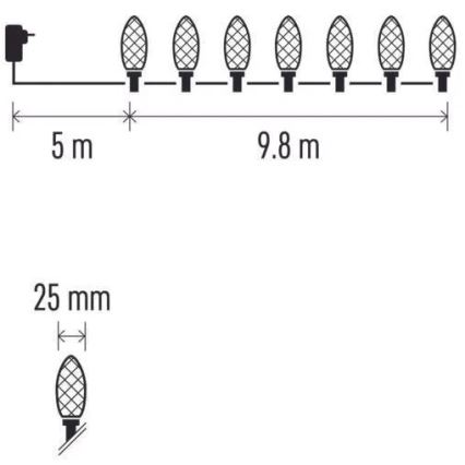 LED Spoljašnji božićni lanac 50xLED/8 funkcija 14,8 m IP44 hladno bela