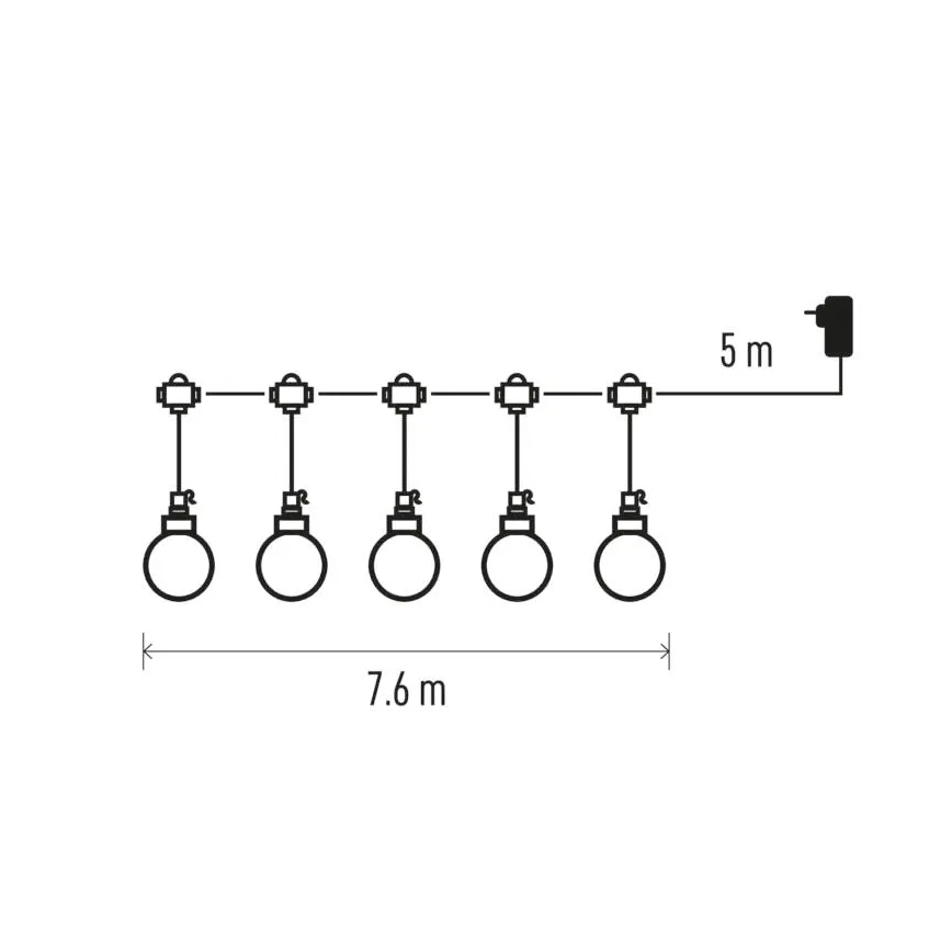 LED spoljašnji dekorativni lanac 20xLED/12,6m IP44 topla bela