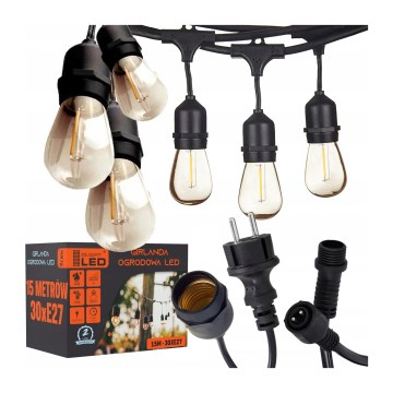 LED spoljašnji dekorativni niz 15xE27/1W/230V 15,94 m IP44 crna