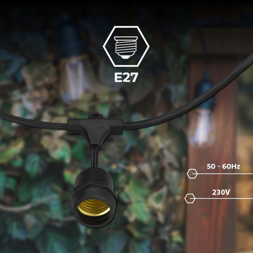 LED spoljašnji dekorativni niz 15xE27/1W/230V 15,94 m IP44 crna
